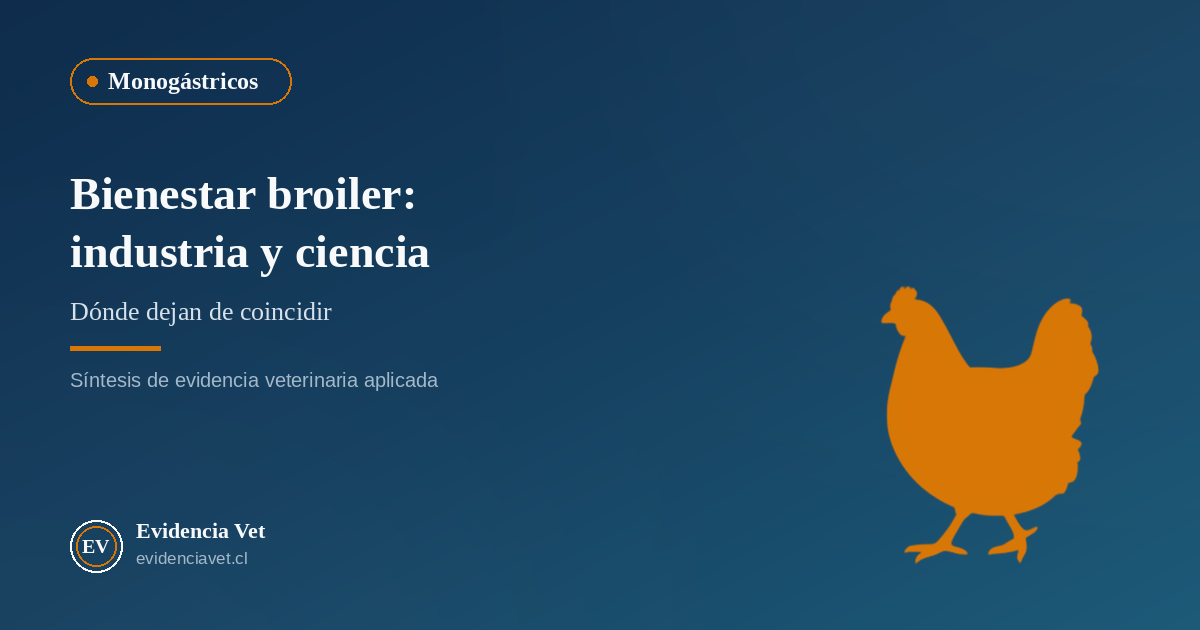 Portada de Evidencia Vet sobre la brecha entre industria y ciencia en bienestar de pollos broiler
