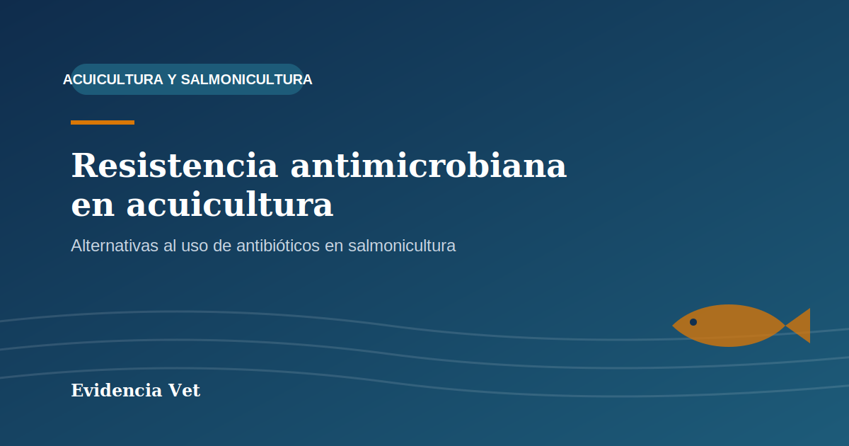 Ilustración editorial sobre resistencia antimicrobiana en salmonicultura, categoría Acuicultura y Salmonicultura