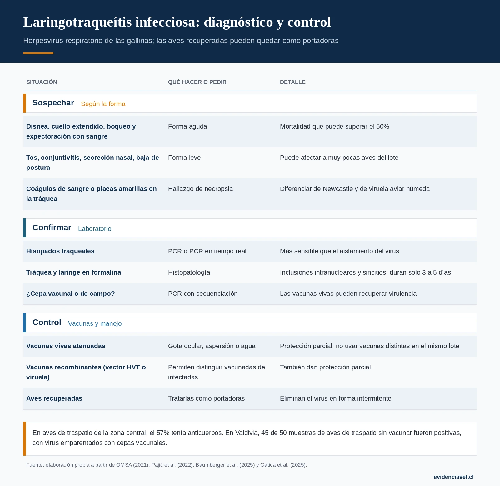 Cómo sospechar la laringotraqueítis infecciosa según su forma, qué pedir al laboratorio y cómo se controla.