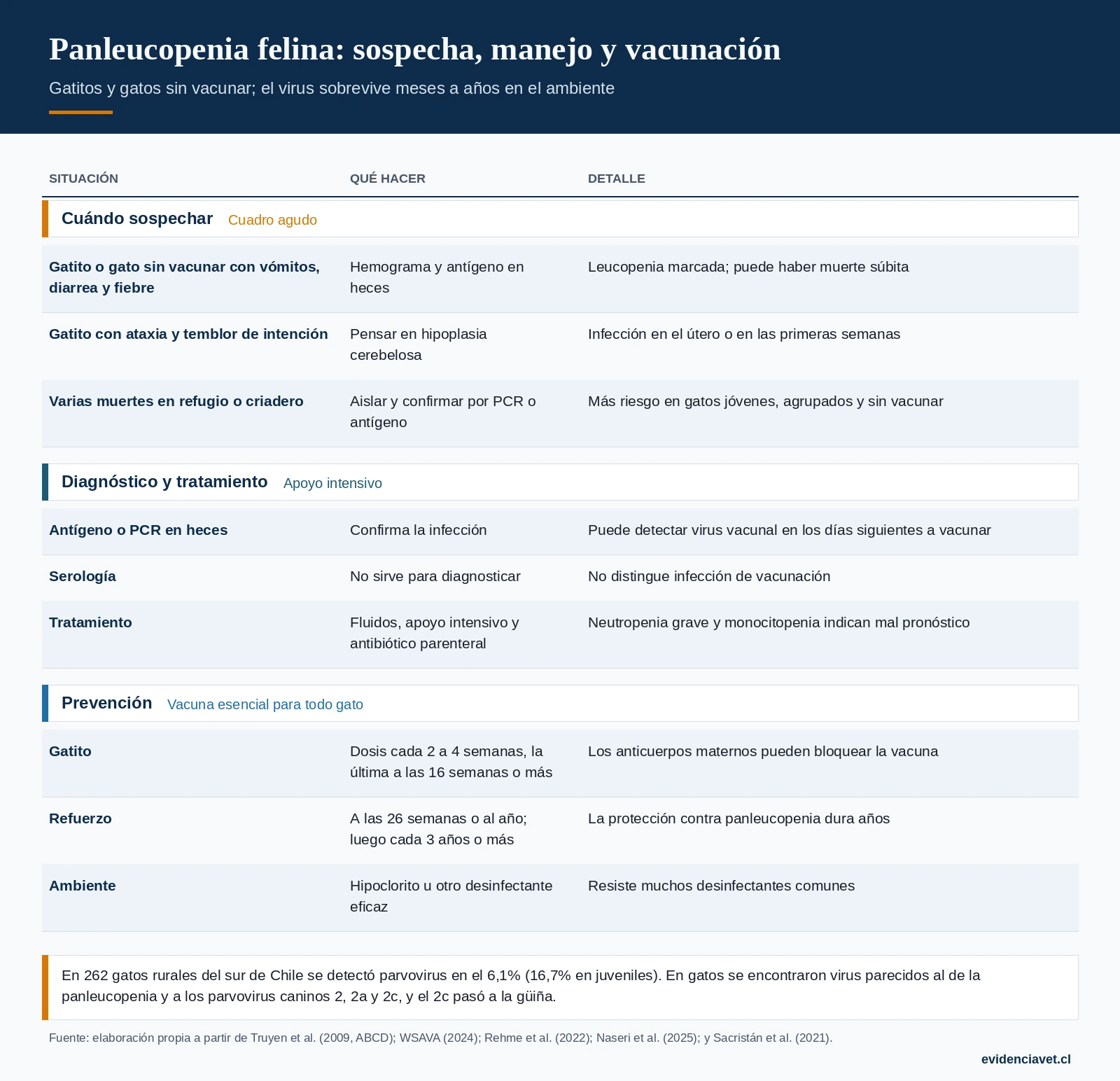 Cuándo sospechar panleucopenia, cómo confirmarla y tratarla, y cómo vacunar.