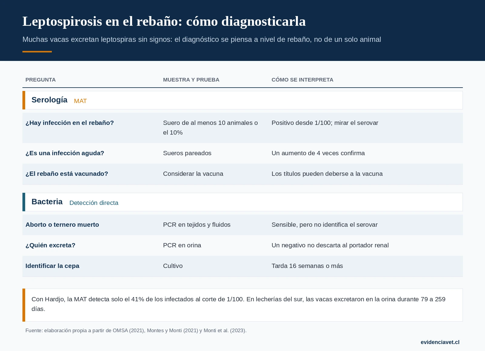 Cómo diagnosticar la leptospirosis en un rebaño: qué muestra tomar, cuántos animales y cómo interpretar la serología si hay vacunación.