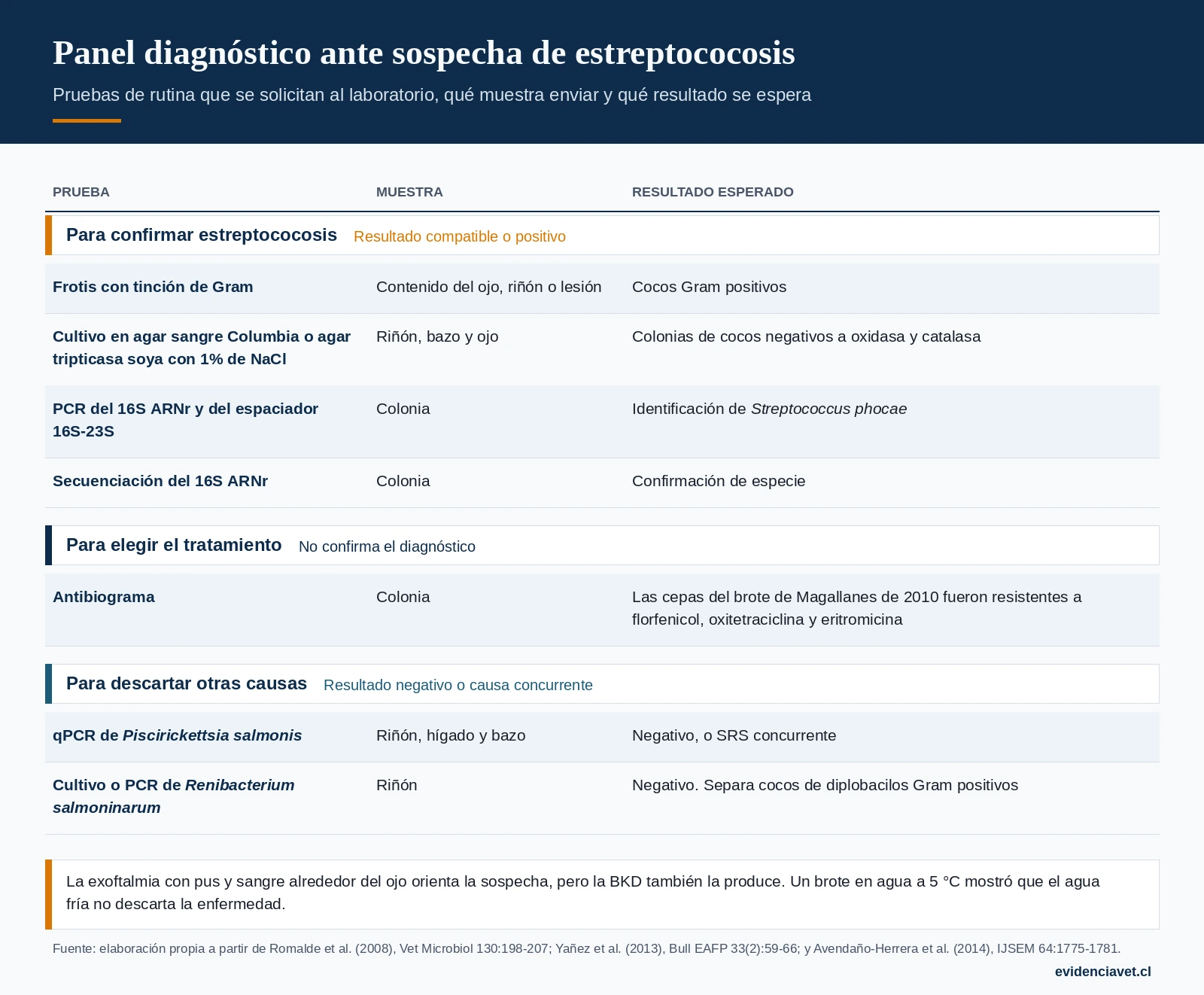 Pruebas ante sospecha de estreptococosis: qué muestra enviar al laboratorio y qué resultado apoya o descarta el diagnóstico.