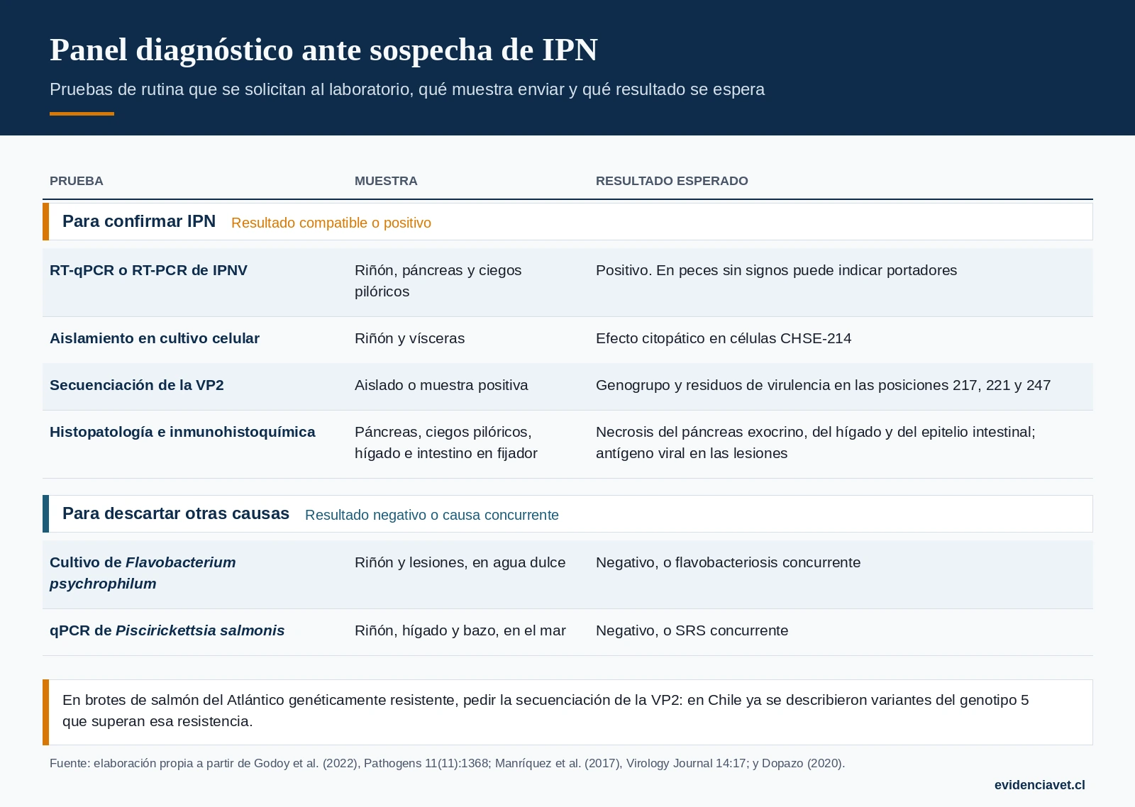 Pruebas ante sospecha de IPN: qué muestra enviar al laboratorio y qué resultado apoya o descarta el diagnóstico.