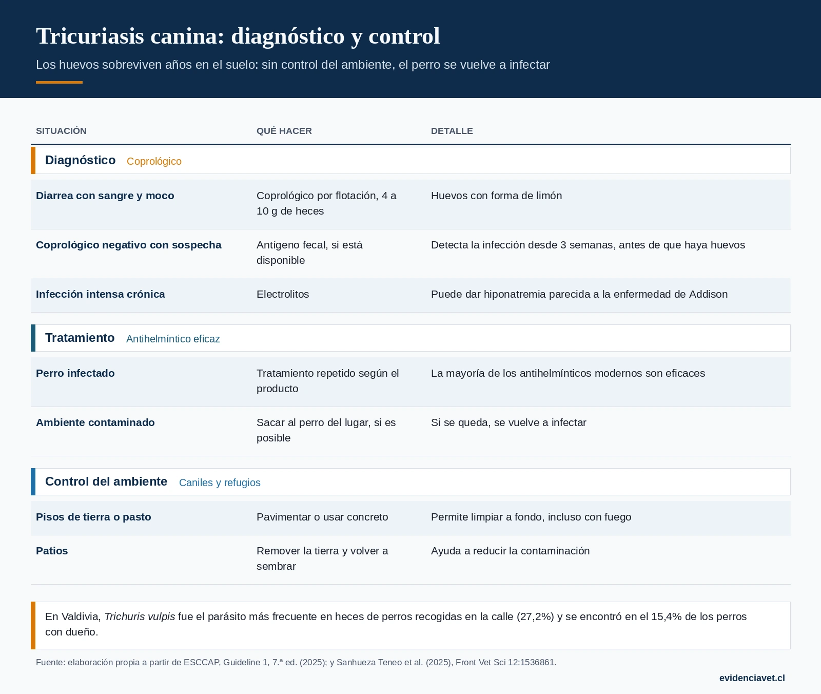 Cómo diagnosticar la tricuriasis, cómo tratarla y cómo controlar el ambiente para evitar reinfecciones.